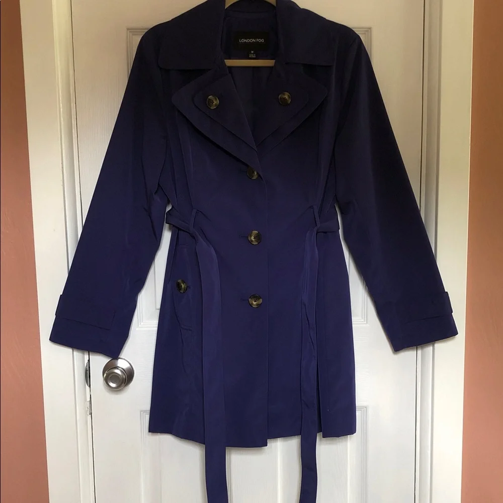 London Fog Navy Blue Trench Coat Size M, excellent - Picture 2 of 9
